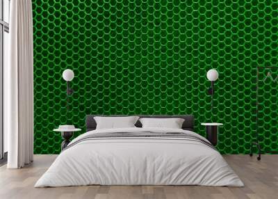 green iron hexagonal texture. Industrial background Wall mural