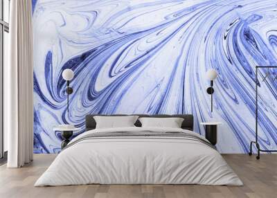 paintings of marbling blue marble ink texture with natural pattern for design art background Wall mural