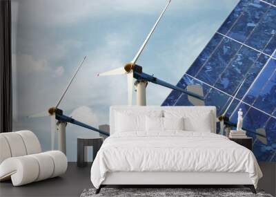 solar cell panel and  wind turbine Wall mural