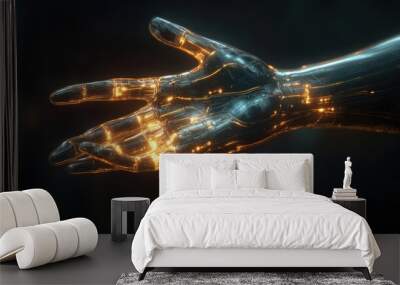 Glowing Robotic Hand Wall mural