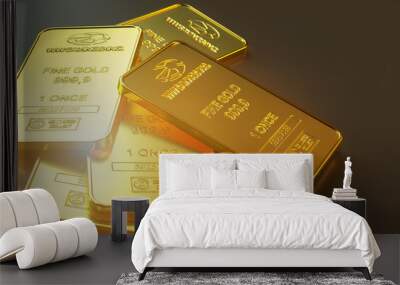 Gold bar close up shot. wealth business success concept Wall mural