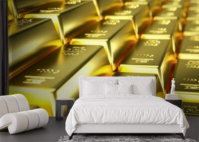 Gold bar close up shot. wealth business success concept Wall mural