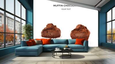 Chocolate chip muffin on the white background. Food concept. Wall mural