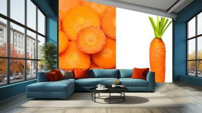 Creative layout made of carrot on the white background. Food concept. Macro concept. Wall mural