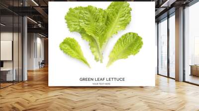 Creative layout made of lettuce salad on the white background. Flat lay. Food concept. Wall mural