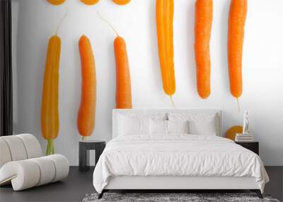 Seamless pattern with carrot. Vegetables abstract background. Carrot on the white background. Wall mural