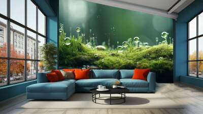 co 2 on green grass with eco car icons and icons Wall mural