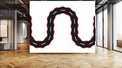 Rally races line track or road marking. Start and finish concept. Moto race. Lane, gp, track with start, finish line and borders. Car or karting road racing background. Top view. Vector illustration Wall mural