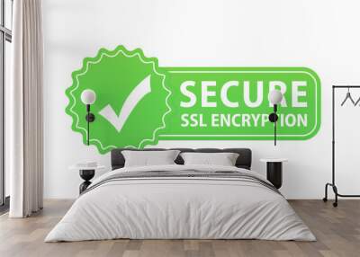 Secure connection icon. Isolated on white background, flat style secured ssl shield symbols, protected safe data encryption technology, https certificate privacy sign. Vector illustration Wall mural