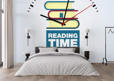 Reading time icon. Book symbol. Study plan, education, library symbols. Learning, school agenda illustration. Wall mural