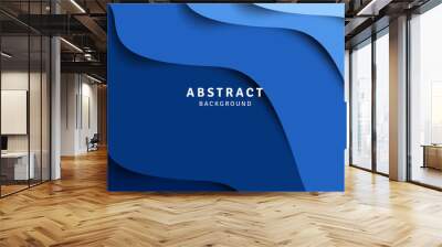 Wavy blue shapes abstract background Design Wall mural