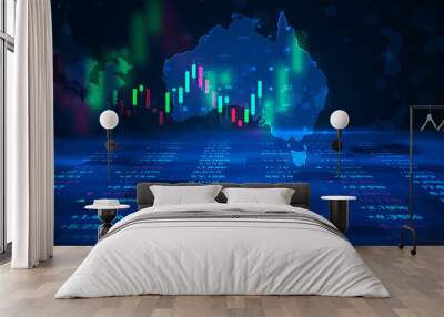 Australia stock market and economic business growth Wall mural