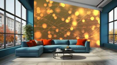 Beautiful golden particle line abstract background Wall mural