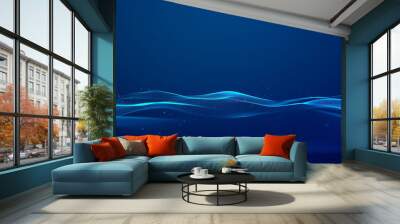 Blue digital wave abstract background Wall mural