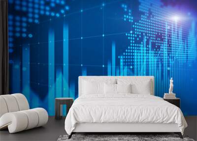 Digital stock market business concept or company profit growth Wall mural