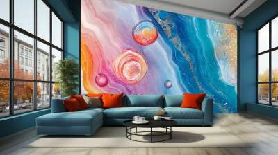 abstract colorful flowing marble background Wall mural