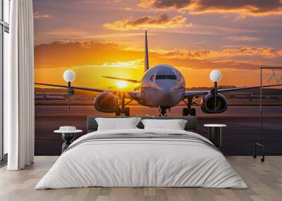 airport sunset ready airplanes take aeroplane aerodrome plane travel sky jet transportation engine aviation air sun technology aircraft business runway departure terminal airline arrival Wall mural