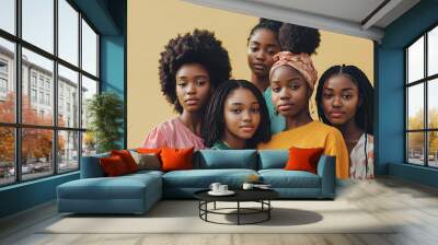 Diverse Group of Young Women with Beautiful Hairstyles - Perfect for Your Next Campaign Wall mural