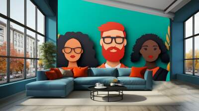 Diverse Paper Cutout People - Perfect for Inclusivity & Diversity Campaigns Wall mural