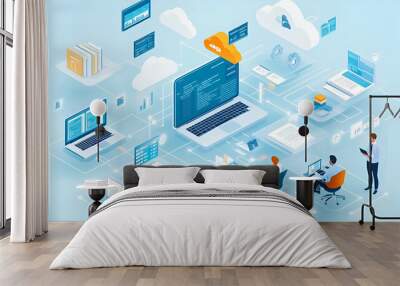 Efficient Document Workflow Solutions with Advanced Cloud Technology Wall mural