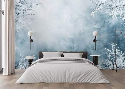 Frozen trees and ice and snow winter background frame Wall mural