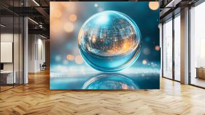 Futuristic Cityscape Inside a Crystal Sphere - Perfect for Technology and Innovation Concepts Wall mural