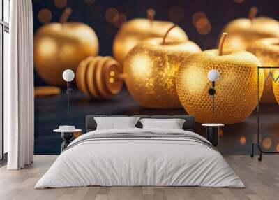 Golden Apples and Honey - Perfect for Rosh Hashanah Celebrations Wall mural