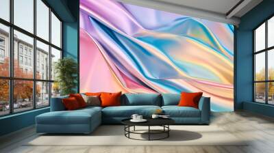 Holograph foil background Pastel color paper Retro trend design Vintage fantasy cover Chrome holo art Modern effect Rainbow metallic material Fabric glitch Horizontal banner Wall mural