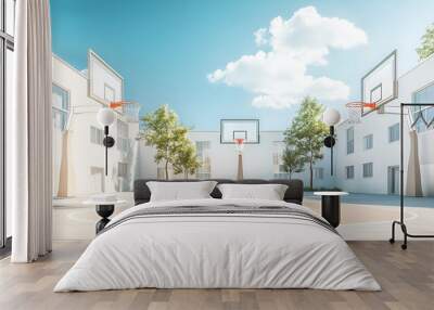 Outdoor Basketball Court - Perfect for Game Day Fun! Wall mural