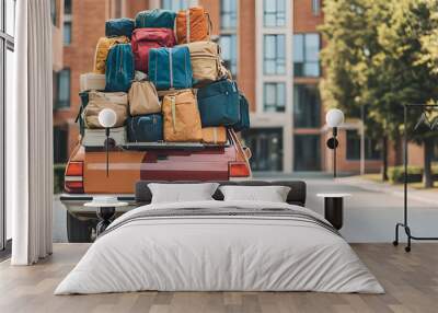 Packed for Adventure:  A Car Ready for a Road Trip! Wall mural