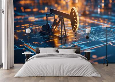 Supply and Demand CurvesCharts illustrating the relationship between crude oil supply and demand overlaid with price data Wall mural