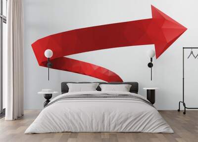 3D Red Spiral Arrow Pointer Sign, Polygonal Design. Vector Illus Wall mural