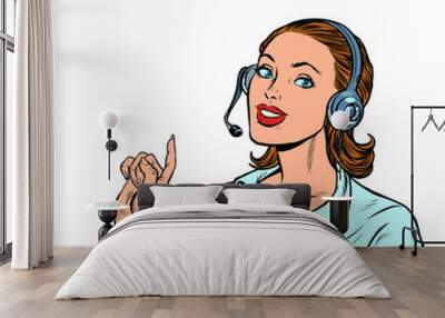 A female telecom operator. Telephone support Wall mural