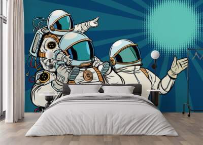 Astronauts family, father mother and child Wall mural