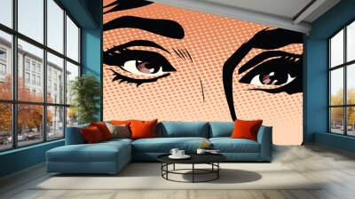 Brown eyes retro woman pop art Wall mural