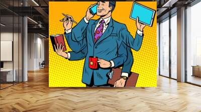 Business successful businessman multitasking Wall mural