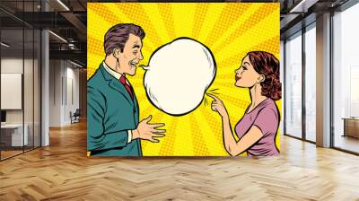 business woman talking to businessman Wall mural