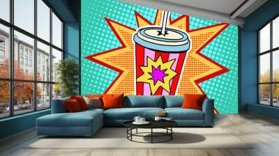 Cola paper cup straw fast food Wall mural