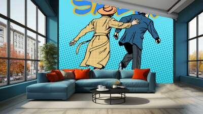 family running sale retro style pop art Wall mural