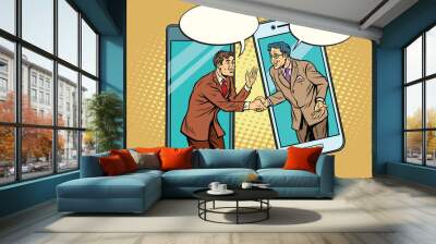 Online the talks of the two businessmen Wall mural