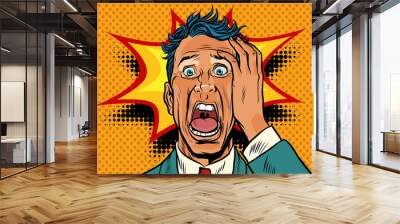 pop art panic face man funny Wall mural