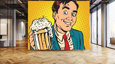 Printavatar portrait man with a mug of foaming beer Wall mural