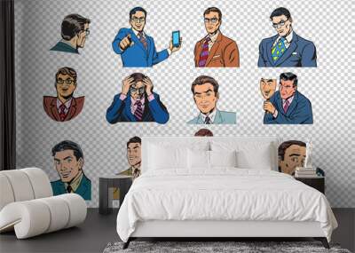 Retro businessmen pop art collection Wall mural