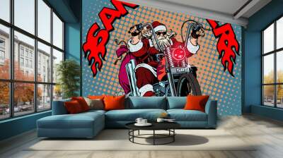 santa claus biker motorcycle christmas gifts Wall mural