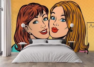 two girl girlfriends portrait Wall mural