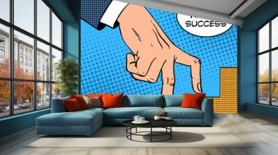 Up the ladder of success business concept businessman fingers Wall mural