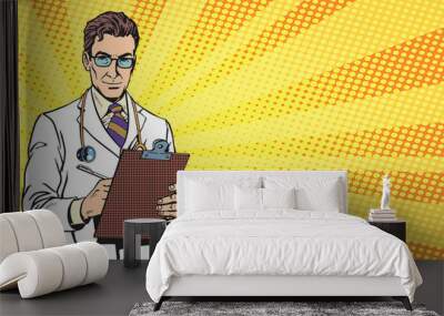 vector Portrait Of A Confident Mature Doctor Wall mural