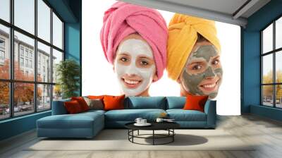 teenage girls wearing facial masks Wall mural