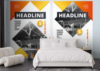 Brochure design template, business layout, vector illustration. Cover and back side for flyer or magazine. Wall mural