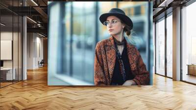 casual boho work attire on a young entrepreneur Wall mural